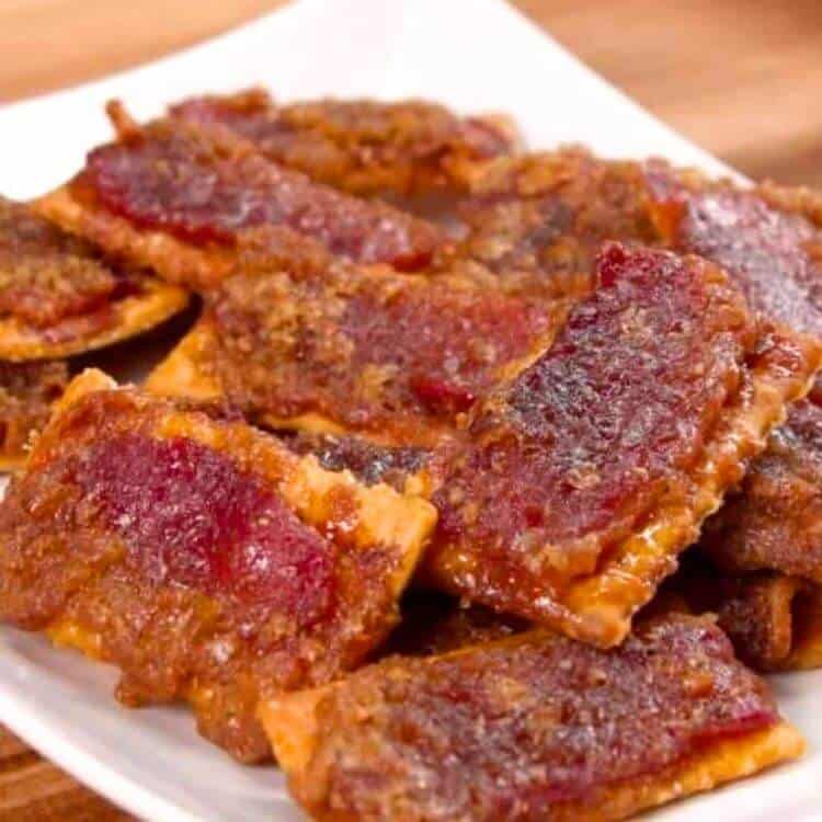 Bacon Crackers on plate close-up