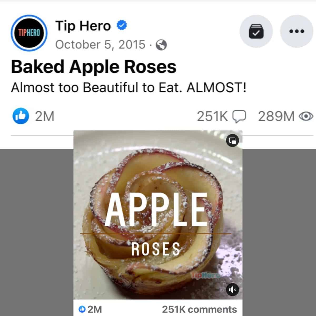 Screenshot of Apple Rose video on Facebook.