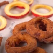 Apple cinnamon rings on counter.